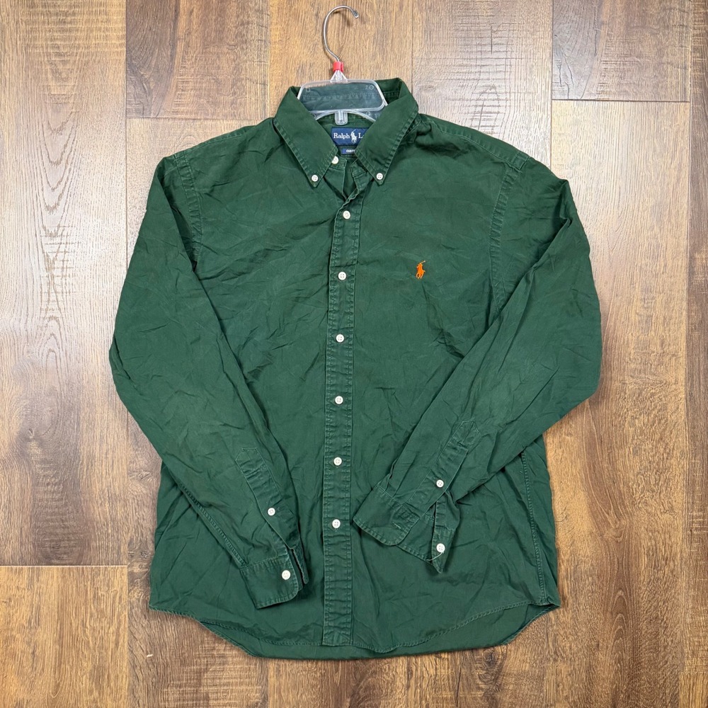 Polo Ralph Lauren Long Sleeve Button Down Shirt Men's Large Forest Green